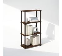 Furinno Turn-N-Tube Bibliothèque, Bibliothèque 4 Niveaux, Bibliothèque avec étagère compacte Polyvalente, 29,5 x 60 x 110, pour Salon, Chambre, Bureau à Domicile, Noyer/Brun