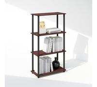 Furinno Turn-N-Tube Bibliothèque, Bibliothèque 4 Niveaux, Bibliothèque avec étagère compacte Polyvalente, 29,5 x 60 x 110, pour Salon, Chambre, Bureau à Domicile, Cerisier foncé/Noir