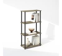 Furinno Turn-N-Tube Bibliothèque, Bibliothèque 4 Niveaux, Bibliothèque avec étagère compacte Polyvalente, 29,5 x 60 x 110, pour Salon, Chambre, Bureau à Domicile, Chêne français/Noir