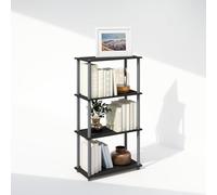 Furinno Turn-N-Tube Bibliothèque, Bibliothèque 4 Niveaux, Bibliothèque avec étagère compacte Polyvalente, 29,5 x 60 x 110, pour Salon, Chambre, Bureau à Domicile, Noir/Gris
