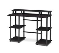 Furinno Turn-N-Tube Bureau D'ordinateur avec Étagère Supérieure, Expresso/Noir