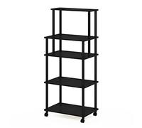 Furinno Turn-N-Tube Chariot de Rangement de Cuisine sans Outil, Bois d'ingénierie, Americano/Noir, 59,4 (P) x 23,6 (L) x 136,9 (H) cm