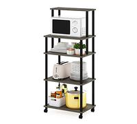 Furinno Turn-N-Tube Chariot de Rangement de Cuisine sans Outil, Bois d'ingénierie, Chêne Français/Noir, 59,4 (P) x 23,6 (L) x 136,9 (H) cm