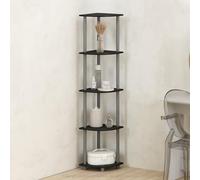 Furinno Turn-N-Tube Corner Shelf, 5-Tier Corner Display Rack, Shelving Unit, for Organization and Storage, Living Room, Home Office, Garage, Bedroom, Black