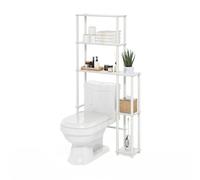 Furinno Turn-N-Tube Économiseur d'Espace de Toilette avec 5 Tablettes, Blanc/Blanc