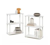 Furinno Turn-N-Tube Ensemble d’étagères de Rangement, Lot de 2, 3 Niveaux étagère d’Angle sans Outil, pour Organisation et Rangement, Salon, Garage, Bureau à Domicile, Blanc