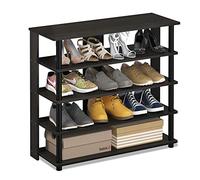 Furinno Turn-N-Tube Étagère à Chaussures Compacte à Plusieurs Rangements à 5 Niveaux, Expresso/Noir