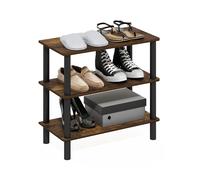 Furinno TURN-N-TUBE Étagère À Chaussures, Rangement À Chaussures À 3 Niveaux, Pour Placard, Entrée, Bureau, Garage, Pin Ambré/Noir