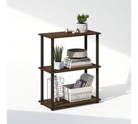 Furinno Turn-N-Tube Étagère, Bibliothèque À 3 Niveaux avec Présentoir Compact Multifonctionnel, 11,6 x 23,6 x 29,6 cm, pour Salon, Chambre, Bureau, Noyer/Marron.