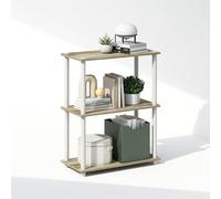 Furinno Turn-N-Tube Étagère, Bibliothèque À 3 Niveaux avec Présentoir Compact Multifonctionnel, 29,5 x 60 x 75 cm, Idéale pour Le Salon, La Chambre Ou Le Bureau, Chêne Sonoma/Blanc.