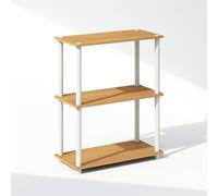 Furinno Turn-N-Tube Étagère d'affichage compacte multifonctionnelle à 3 Niveaux, étagère, bibliothèque, Hêtre/Blanc