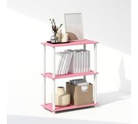 Furinno Turn-N-Tube Étagère, Bibliothèque À 3 Niveaux avec Présentoir Compact Multifonctionnel, 29,5 x 60 x 75 cm, Idéale pour Le Salon, La Chambre Ou Le Bureau, Rose/Blanc.