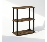 Furinno Turn-N-Tube Étagère, Bibliothèque À 3 Niveaux avec Présentoir Compact Multifonctionnel, 29,5 x 60 x 75 cm, Idéale pour Le Salon, La Chambre Ou Le Bureau, Noyer Columbia/Noir.