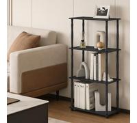 Furinno Turn-N-Tube Étagère d'angle à 4 Niveaux à Assemblage sans Outils, étagères Ouvertes, Tubes Classiques, pour l'organisation et Le Rangement, Salon, Bureau à Domicile, américain foncé
