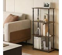 Furinno Turn-N-Tube Étagère d'angle à 4 Niveaux à Assemblage sans Outils Marron Rustique Étagère d'angle, étagères Ouvertes, Tubes Classiques, pour Organisation et Rangement, Salon, Bureau à Domicile
