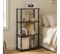 Furinno Turn-N-Tube Étagère d'angle à 4 Niveaux à Cadre Ouvert Marron Montage sans Outils Tube Classique pour Organisation et Rangement Salon Bureau à Domicile Chêne Cerise