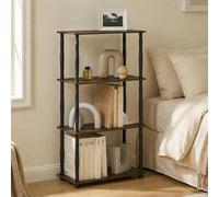 Furinno Turn-N-Tube Étagère d'angle à 4 Niveaux avec Cadre Ouvert Rustique Marron Assemblage sans Outils, étagères Ouvertes, Tube Classique, pour Organisation et Rangement, Salon, Bureau à Domicile