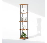 Furinno Turn-N-Tube Étagère d'angle, Étagère d'exposition à 5 Niveaux, Unité de Rangement, pour Organisation et Stockage, Salon, Bureau à Domicile, Garage, Chambre, Cerisier Clair
