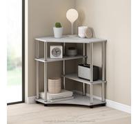 Furinno Turn-N-Tube Étagère d'angle Multifonction, Présentoir, Bibliothèque, Chêne Blanc, Tubes en Acier Inoxydable