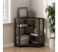 Furinno Turn-N-Tube Étagère d'angle Multifonction, Présentoir, Bibliothèque, Noyer Columbia/Noir