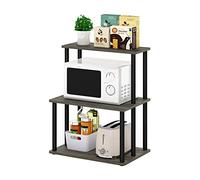 Furinno Turn-N-Tube Étagère de Cuisine 3 Niveaux sans Outils, Chêne Français Gris/Noir