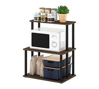 Furinno Turn-N-Tube Étagère de Cuisine 3 Niveaux sans Outils, Noyer Columbia/Noir