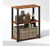 Furinno Turn-N-Tube Étagère de présentation 3 Niveaux, Étagère de Rangement, Bibliothèque, avec Lattes en Bois, Poteaux carrés, pour Organisation et Rangement intérieur et extérieur, Naturel