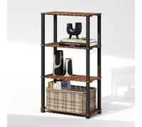 Furinno Turn-N-Tube Étagère de présentation 4 Niveaux, Étagère de Rangement, Bibliothèque, avec Lattes en Bois, Poteaux carrés, pour Organisation et Rangement intérieur et extérieur, Naturel