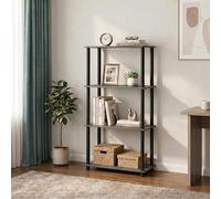 Furinno Turn-N-Tube Étagère de Rangement à 4 Niveaux, étagère d'angle, étagères Ouvertes sans Outils, pour Organisation et Rangement, Salon, Chambre, entrée, buanderie, chêne Gris