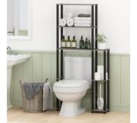 Furinno Turn-N-Tube Étagère De Rangement À Poser Au-Dessus des Toilettes, 5 Niveaux, Étagère De Salle De Bain Autoportante Gain De Place, Chêne Gris