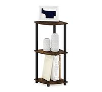 Furinno Turn-N-Tube Étagère Polyvalente pour Présentoir d'Angle à 3 Niveaux, Pin Ambre/Noir