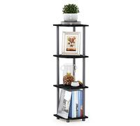 Furinno Turn-N-Tube Étagère Polyvalente pour Présentoir d'Angle à 4 Niveaux, Noir/Gris