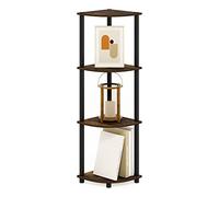 Furinno Turn-N-Tube Étagère Polyvalente pour Présentoir d'Angle à 4 Niveaux, Pin Ambré/Noir