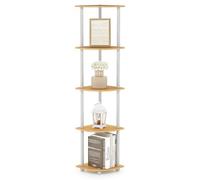 Furinno Turn-N-Tube Étagère Polyvalente pour Présentoir d'Angle à 5 Niveaux, Hêtre et Blanc