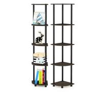 Furinno Turn-N-Tube Étagère Polyvalente pour Présentoir d'Angle à 5 Niveaux, Paquet de 2, Marron foncé/Noir