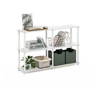 Furinno Turn-N-Tube Étagères de Rangement, 3 Niveaux étagère d’Angle sans Outil, pour Organisation et Rangement, Salon, Garage, Bureau à Domicile, Blanc