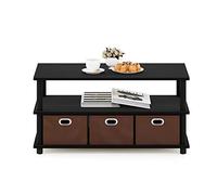 Furinno Turn-N-Tube Frans Table Basse avec Tiroirs Poubelles, Engineered Wood, Chêne Noir/Noir/Brun, 79,2 (W) x 40,1 (H) x 39,4 (D) cm