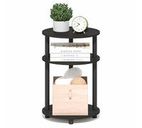 Furinno Turn-N-Tube Night Stand, 3-Tier 23" Oval Nightstand, Bedside Table with Open Shelving for Bedroom, Living Room, Espresso