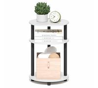 Furinno Turn-N-Tube Night Stand, 3-Tier 23" Tall Oval Nightstand, Bedside Table with Open Shelving for Bedroom, Living Room, White