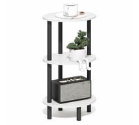 Furinno Turn-N-Tube Night Stand, 3-Tier 27.6" Tall Oval Nightstand, Bedside Table with Open Shelving for Bedroom, Living Room, White