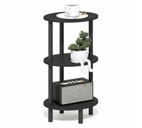 Furinno Turn-N-Tube Night Stand, 3-Tier 27.6" Tall Oval Nightstand, Bedside Table with Open Shelving for Bedroom, Living Room, Espresso