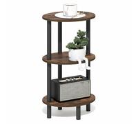 Furinno Turn-N-Tube Night Stand, 3-Tier 27.6" Tall Oval Nightstand, Bedside Table with Open Shelving for Bedroom, Living Room, Amber Pine
