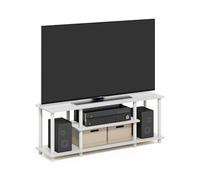 Furinno Turn-N-Tube No Tools 3D Meuble TV de Divertissement à 3 Niveaux, Blanc/Blanc