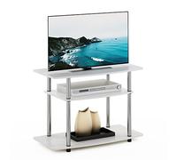 Furinno Turn-N-Tube No Tools Meubles TV à 3 Niveaux sans Outils, Chêne Blanc/Acier Inoxydable