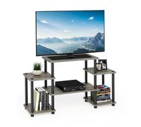 Furinno Turn-N-Tube No Tools Supports de Téléviseur sans Outils, Bois, Chêne Français Gris/Noir, Taille Unique, One Size