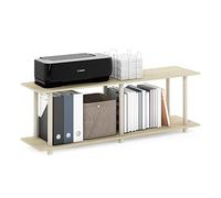 Furinno Turn-N-Tube No Tools Table d'appoint rectangulaire Moderne, Bois d'ingénierie, Chêne Bauhaus/Beige, 2 Niveaux