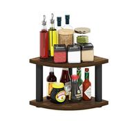 Furinno Turn-N-Tube Étagère de Rangement d'angle à 2 Niveaux pour comptoir, Pin Ambré/Noir