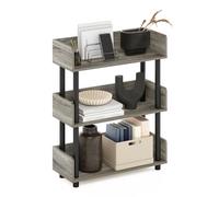 Furinno Turn-N-Tube Présentoir à 3 Niveaux sans Outils, Chêne Français/Noir