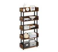 Furinno Turn-N-Tube Présentoir à 5 Niveaux sans Outils, Pin Ambré/Noir