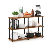 Furinno Turn-N-Tube Présentoir de Stockage Double Taille à 3 Niveaux, Cerisier Clair/Noir, Bois dense, Light Cherry/Black, One Size